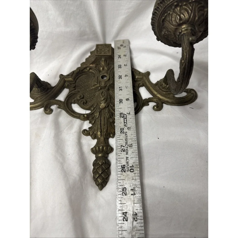 Antique 19th Century Neoclassical Ornate Bronze Double Arm Light Candle Sconce